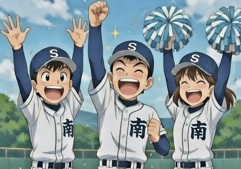 喜ぶ三人の子ども