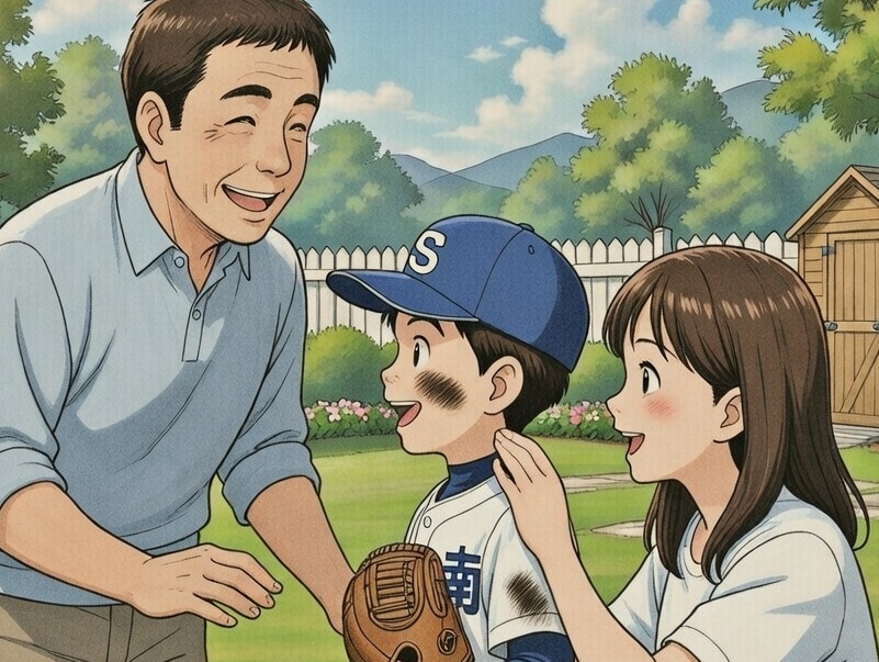 野球少年にできたことを褒める親