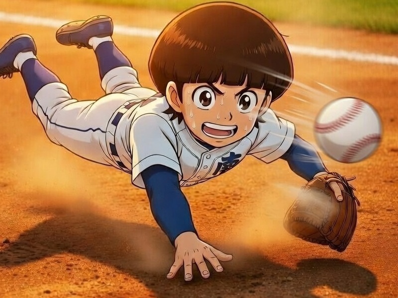 練習に必死な野球少年