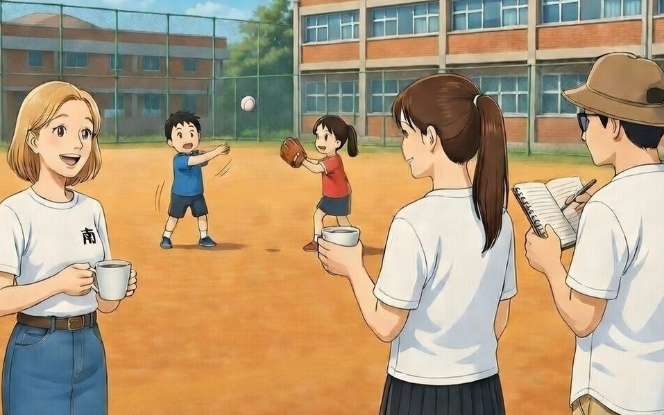 笑顔で雑談する保護者達