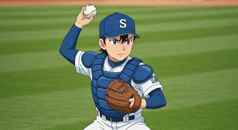 スローイングの練習をする野球少年