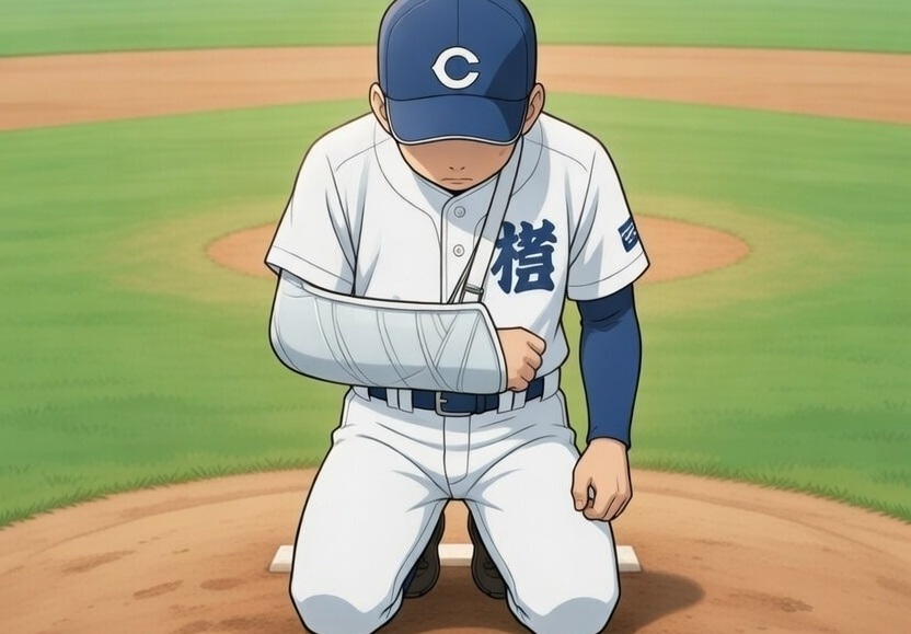 野球少年がケガをしている様子